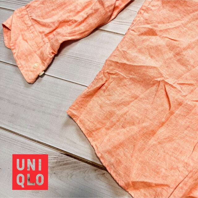 UNIQLO(ユニクロ)の【良品　送料無料】ユニクロ　リネンシャツ　サイズxL オレンジピンク メンズのトップス(シャツ)の商品写真