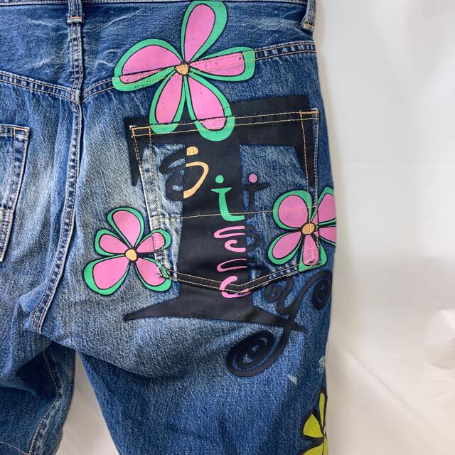 STUSSY ステューシー パンツ サイズ:L 00s HECTIC コラボ フラワー 花 プリント カットオフ デニム ショーツ インディゴ ショートパンツ ズボン ボトムス カジュアル ブランド ストリート 【メンズ】