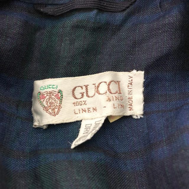 Gucci(グッチ)のGUCCI グッチ 麻100％ テーラードジャケット チェック メンズのジャケット/アウター(テーラードジャケット)の商品写真