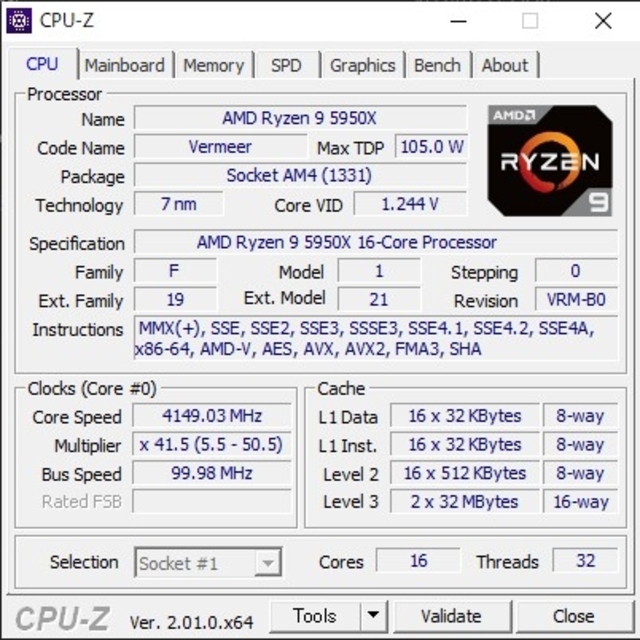 AMD Ryzen9 5950x スマホ/家電/カメラのPC/タブレット(PCパーツ)の商品写真