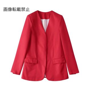 🛍5月新作👡8050◆red レッド ノーカラージャケット(ノーカラージャケット)