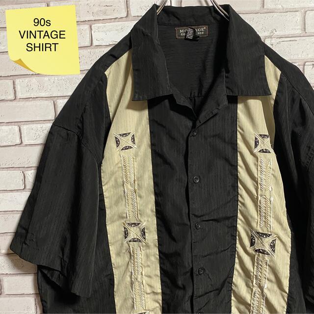 90s 古着 ヴィンテージ キューバシャツ 開襟シャツ 刺繍 ビッグシルエット メンズのトップス(シャツ)の商品写真