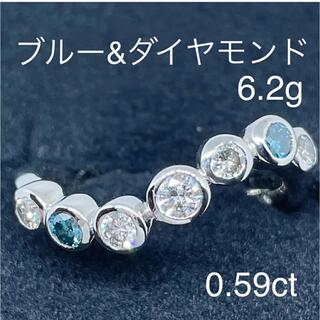 pt900 プラチナ　ブルーダイヤモンド　リング(リング(指輪))