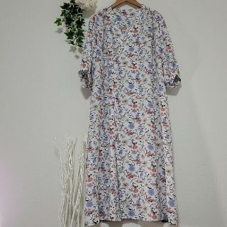 ロペピクニック(Rope' Picnic)のロペピクニック ロングワンピース カシュクール 花柄  白 36 S(ロングワンピース/マキシワンピース)