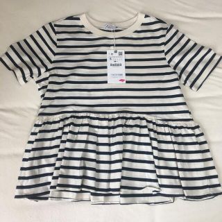 ザラ(ZARA)のZARA  ペプラムTシャツ　ボーダー(Tシャツ(半袖/袖なし))