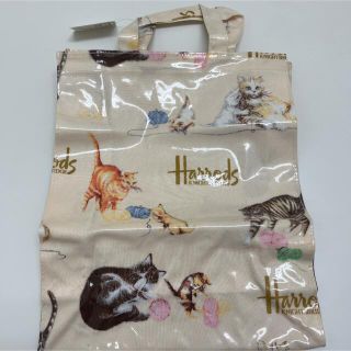 ハロッズ(Harrods)のレア　ハロッズ　ネコ柄　トートバッグ　中　猫　キャット　ねこ(トートバッグ)