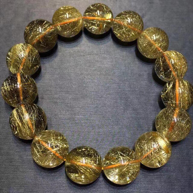 ⭐︎【天然】ゴールド ルチル クオーツ ブレスレット 14mm-