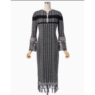 マメ(mame)の値下げ mame Rib Jacquard Pedicel Knit Dress(ロングワンピース/マキシワンピース)