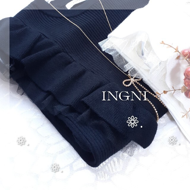 INGNI(イング)の新品 2021春夏❁.12Gフリルノースリニット❁.INGNI レディースのトップス(カットソー(半袖/袖なし))の商品写真