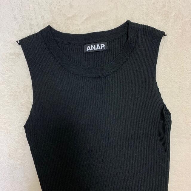 ANAP(アナップ)のANAP リブニットタイトワンピース　ブラック レディースのワンピース(ミニワンピース)の商品写真