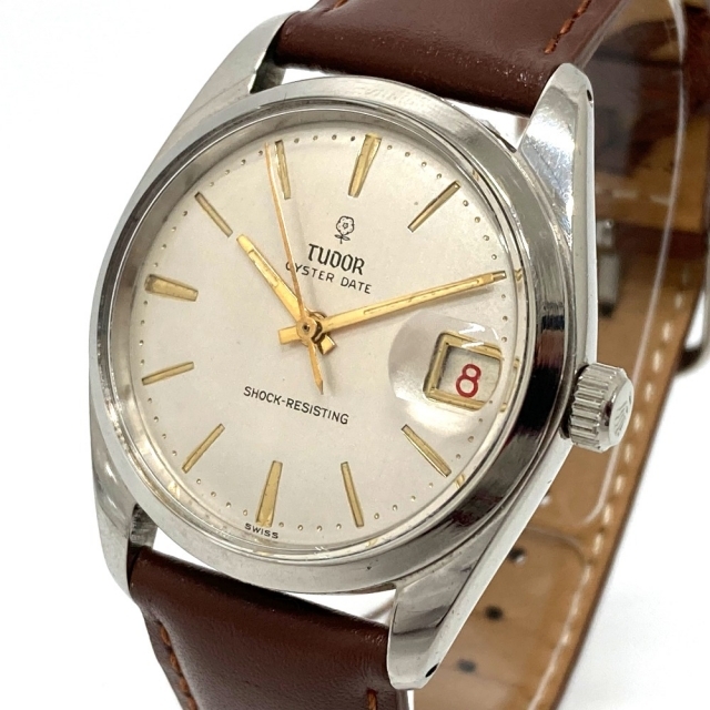 チュードル TUDOR ショックレジスティング 7962 オイスター デイト 手巻 CAL.2403 腕時計 SS シルバー