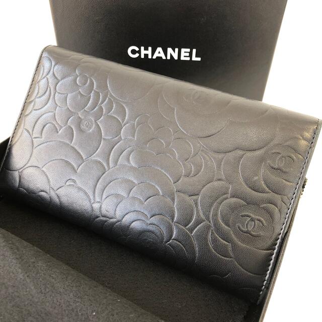 CHANEL - ☆美品☆CHANEL シャネル ラムスキン カメリア 三つ折り長