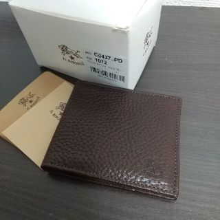 イルビゾンテ(IL BISONTE)の新品 本革 レザー イルビゾンテ 二つ折り 財布 小銭入れ ブラウン 焦げ茶(折り財布)