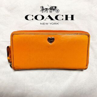 コーチ(COACH)の【 COACH 】コーチ　財布　長財布　モノグラム　オレンジ(財布)