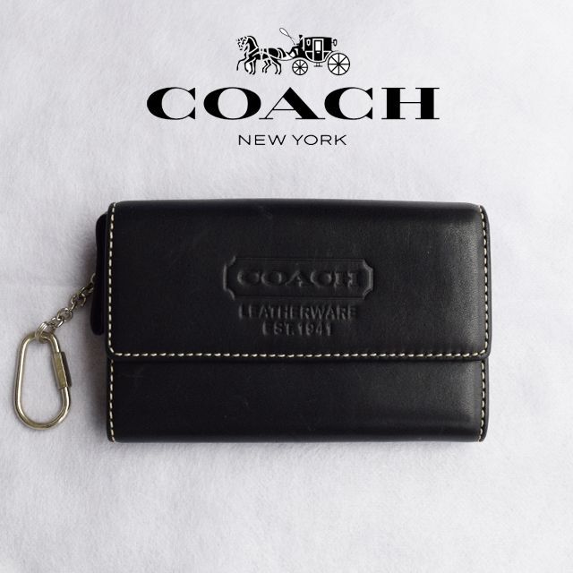 COACH - 【 COACH 】コーチ 財布 二つ折り財布 レザー ブラックの通販