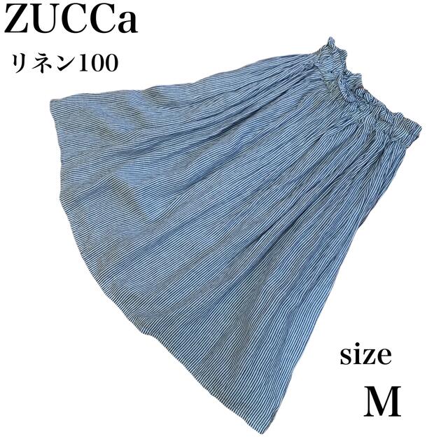 ZUCCa(ズッカ)のズッカ ZUCCa 麻 リネン100 スカート ストライプ ネイビー サイズM レディースのスカート(ロングスカート)の商品写真