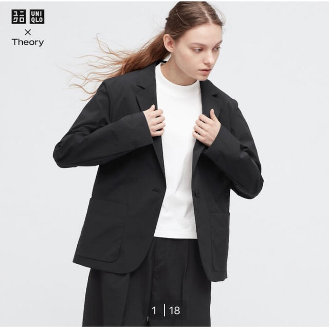 UNIQLO(ユニクロ)のUNIQLO x Theory 2022　感動ジャケット　ブラックL【未使用】 レディースのジャケット/アウター(テーラードジャケット)の商品写真