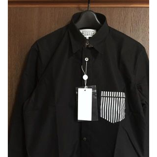 マルタンマルジェラ(Maison Martin Margiela)の黒40新品 メゾン マルジェラ デコルティケ 長袖 シャツ メンズ ドレスシャツ(シャツ)
