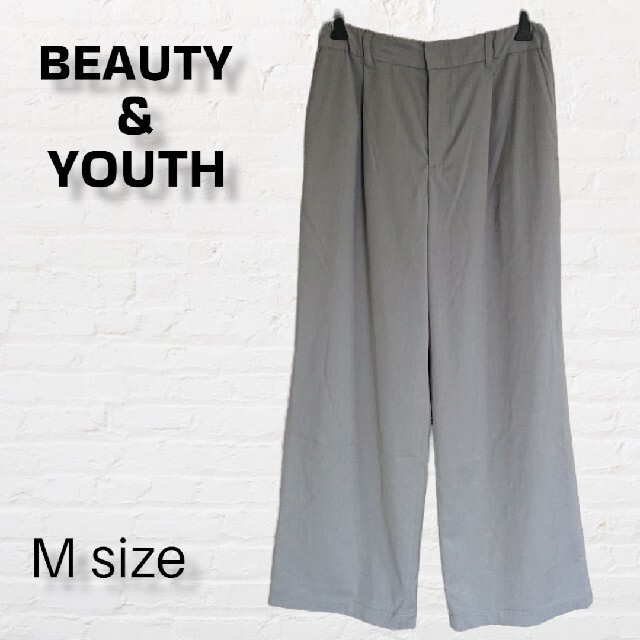 BEAUTY&YOUTH ビューティー&ユース グレーワイドパンツ Mサイズ | フリマアプリ ラクマ