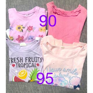 ユニクロ(UNIQLO)の90 95 Tシャツ　まとめ売り　女の子　ピンク　保育園着　夏服　半袖(Tシャツ/カットソー)
