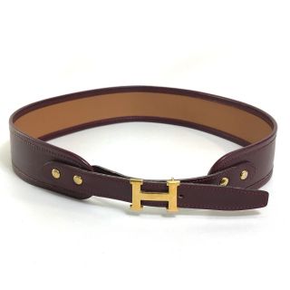 格安】エルメス ベルト ロゴ H ゴールド 金具 刻印 メンズ ブラウン