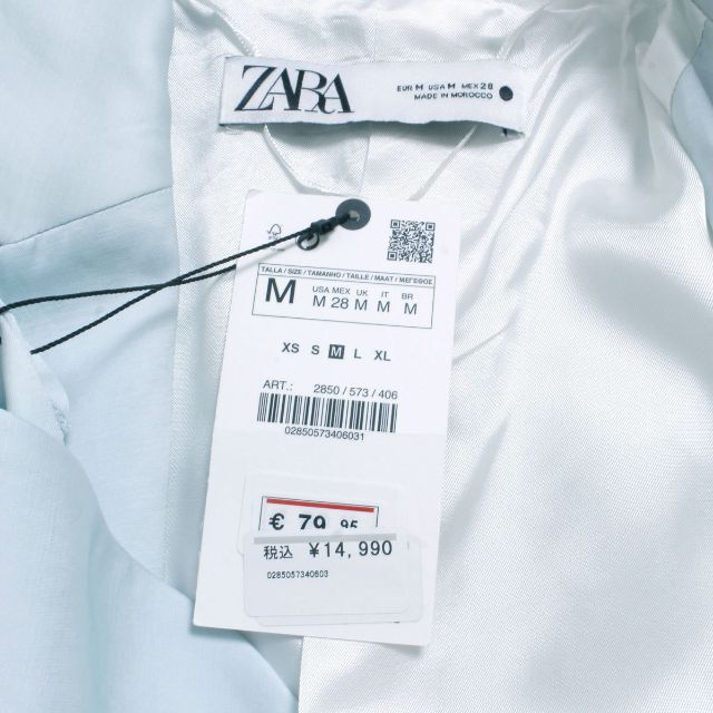 新品 ZARA ブレザー 定価14,990円 sizeM ライトブルー