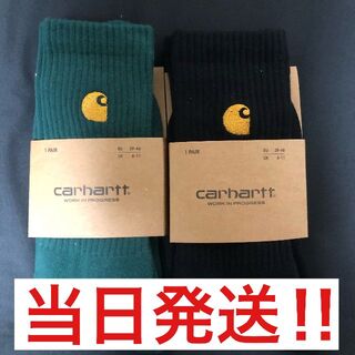 カーハート(carhartt)のcarhartt カーハート　ソックス 靴下　新品未使用品2足セット　黒　緑(ソックス)