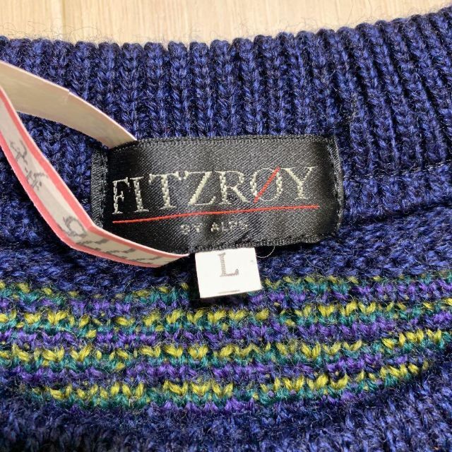 即発送 fitzroy ニットセーター長袖 メンズ ネイビー ウール100% メンズのトップス(ニット/セーター)の商品写真