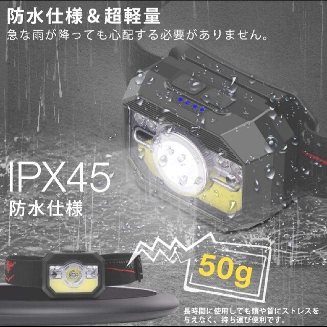 値下げしました【夜釣り、夜間作業】LEDヘッドライトUSB充電式　高輝度 スポーツ/アウトドアのアウトドア(ライト/ランタン)の商品写真