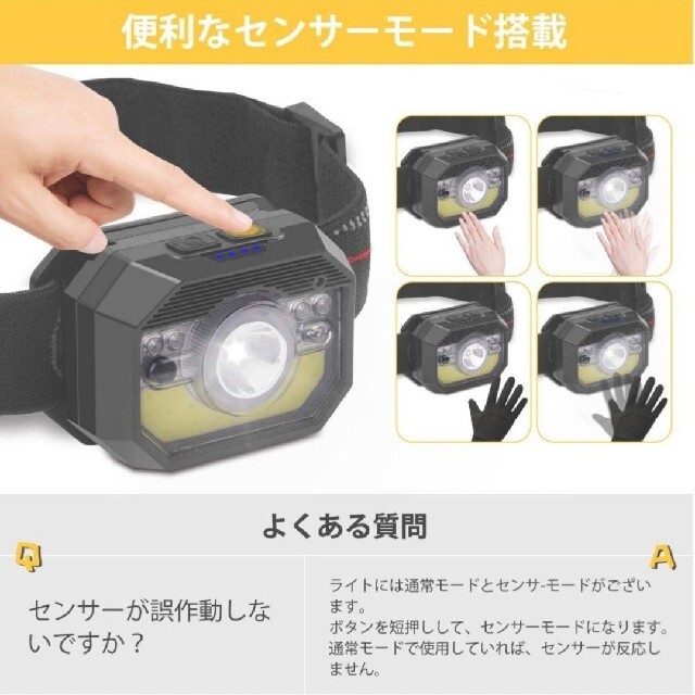 値下げしました【夜釣り、夜間作業】LEDヘッドライトUSB充電式　高輝度 スポーツ/アウトドアのアウトドア(ライト/ランタン)の商品写真