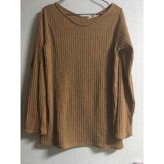 トップス カットソー　長袖　Tシャツ　ブラウン　オレンジ　LL レディース(カットソー(長袖/七分))