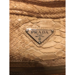 【本物保証】 保付 美品 プラダ PRADA ハンドバッグ パイソン ベージュ BR2804 希少 レア