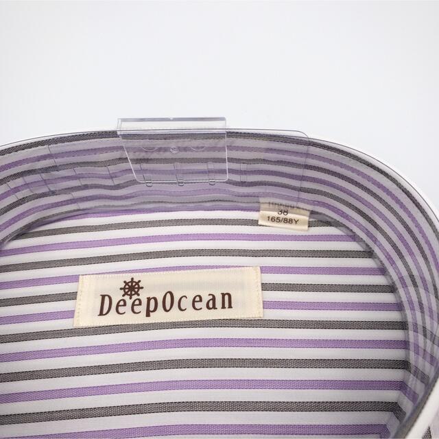 【新品未使用】DEEP OCEAN 紫 ストライプ柄 半袖 ワイシャツ シャツ メンズのトップス(シャツ)の商品写真