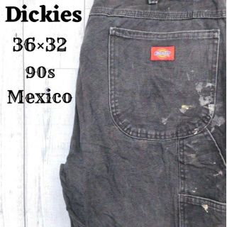 ディッキーズ(Dickies)の90sディッキーズW36L32ブラック黒ペインターパンツメキシココットン古着(ペインターパンツ)