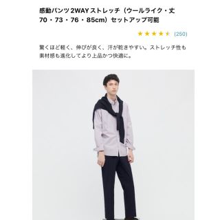 ユニクロ(UNIQLO)のユニクロ　感動パンツ　82×73  ウールライク　紺か黒(スラックス)