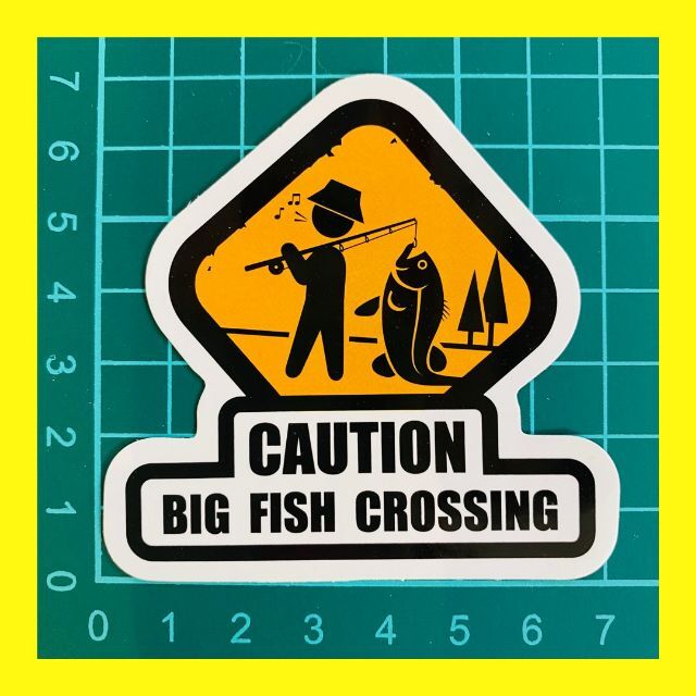 危険　シリーズ　イエロー　ひし形　CAUTION　FISH　魚　釣り その他のその他(その他)の商品写真