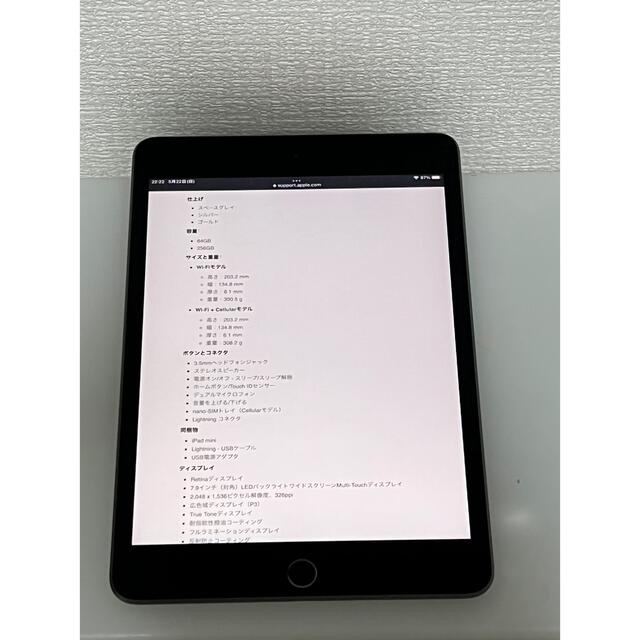 iPad(アイパッド)のペンシル付き iPad mini5 256GB WiFi スペースグレー スマホ/家電/カメラのPC/タブレット(タブレット)の商品写真
