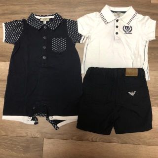 アルマーニ ジュニア(ARMANI JUNIOR)のアルマーニジュニア　ポロシャツ　黒ズボン　ロンパース　3着セット　9M 68cm(ロンパース)