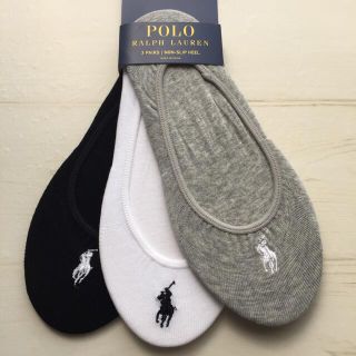 ポロラルフローレン(POLO RALPH LAUREN)の新品 ラルフローレン レディース フットカバー 靴下 3足セット グレー 白 黒(ソックス)