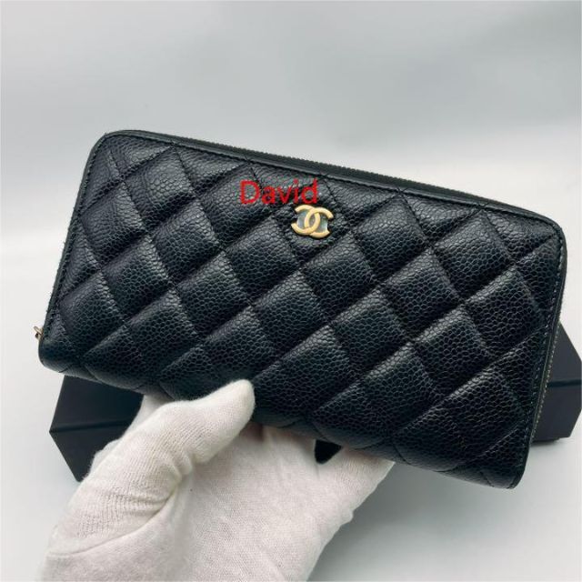 絶品】 CHANEL - シャネル 新型 キャビアスキン 長財布 ラウンド