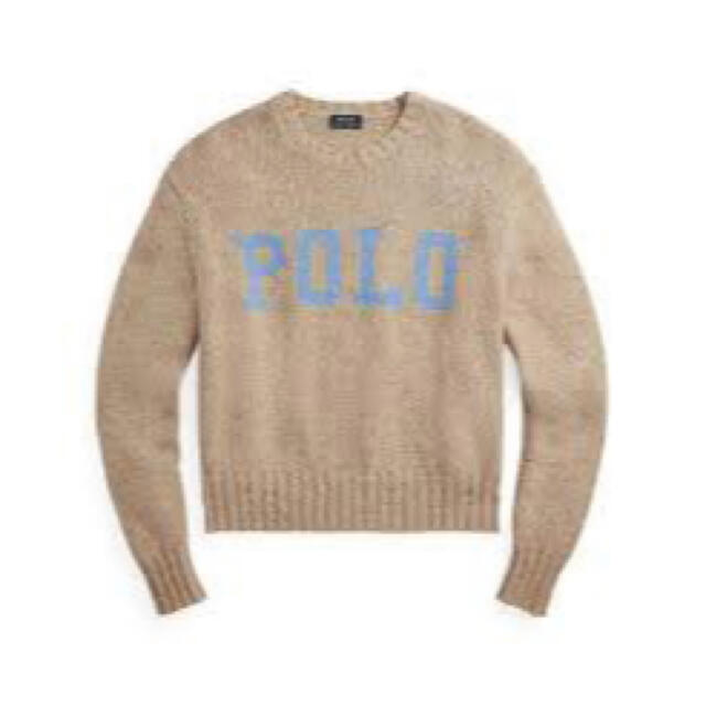 POLO RALPH LAUREN(ポロラルフローレン)のラルフローレン　ロゴクルーネックニット　ベージュ×アイスブルー レディースのトップス(ニット/セーター)の商品写真