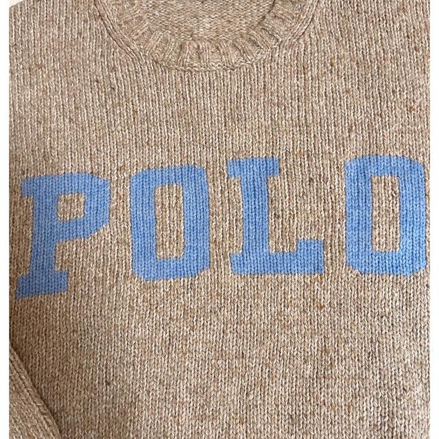 POLO RALPH LAUREN(ポロラルフローレン)のラルフローレン　ロゴクルーネックニット　ベージュ×アイスブルー レディースのトップス(ニット/セーター)の商品写真