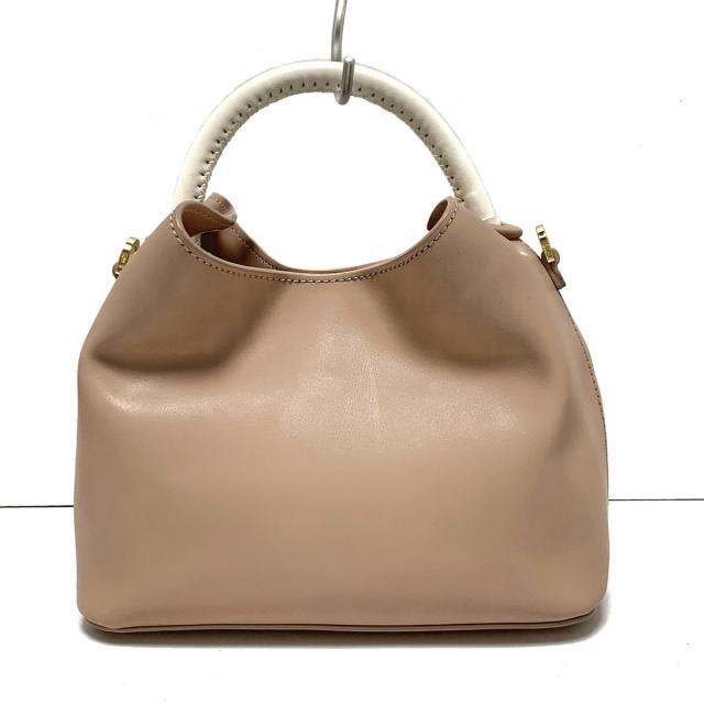 ください エレメ ハンドバッグ美品 - ベージュ×白の レザー