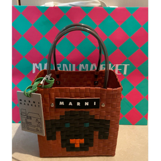 マルニ(Marni)の新品 MARNI マルニ マーケット アニマル バスケット かご バッグ 黒 犬(かごバッグ/ストローバッグ)