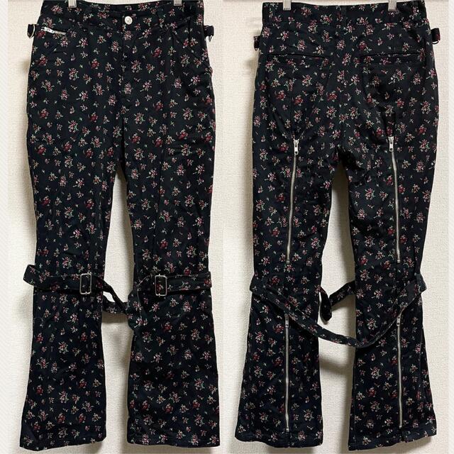 X-girl(エックスガール)のX-girl FLORAL BONDAGE PANTS ボンテージ パンツ 花柄 レディースのパンツ(カジュアルパンツ)の商品写真