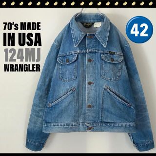 ラングラー(Wrangler)のラングラー124MJ★70sUSA製/三角黒タグ★デニムジャケット★身幅60cm(Gジャン/デニムジャケット)