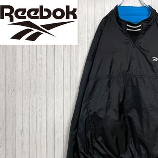リーボック(Reebok)のリーボック　リバーシブル　ナイロンジャケット　フリース　黒　ブルー　ビッグサイズ(ナイロンジャケット)