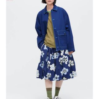 マルニ(Marni)のUNIQLO マルニ　バルーンシェイプスカート　ブルー　サイズM タグ付　新品(ひざ丈スカート)