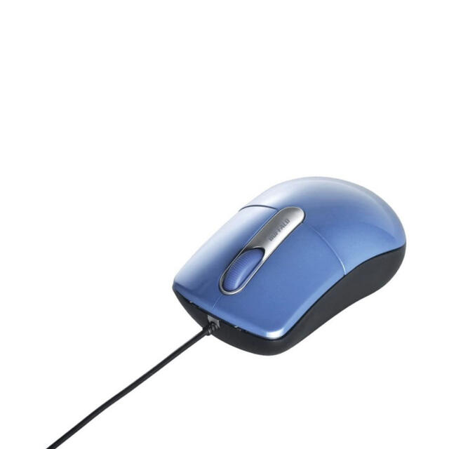 BUFFALO 有線光学式マウス 静音 3ボタン Mサイズ ブルー 