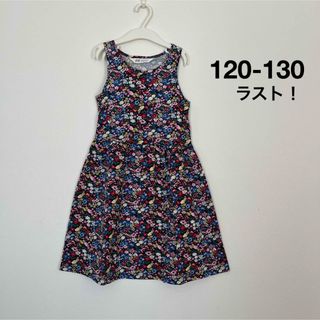 エイチアンドエム(H&M)の新品▪️H&M 小花柄カットソーワンピース♡120 130 黒(ワンピース)